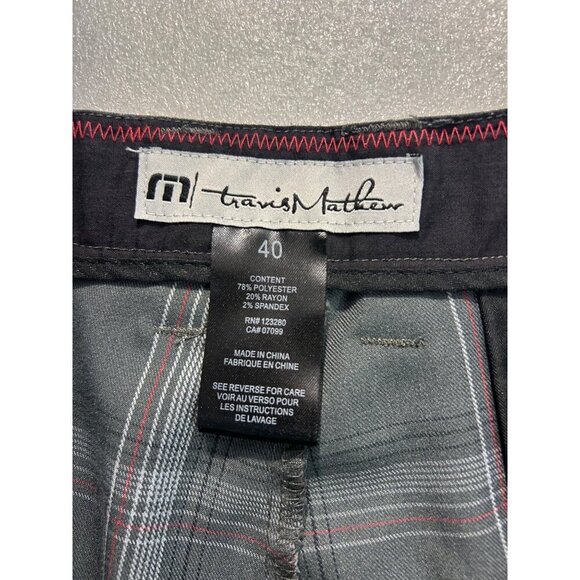 Travis Mathew Golf Shorts Mens Gray Plaid Polyester Rayon Spandex Blend size 40 - Picture 5 of 5